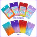 50pcs 4 Sizes Laser Packaging Bag Flat Bath Salt Cosmetic Bag One Side Clear Holographic Mini Aluminum Foil Zip Lock Bags Thick. 