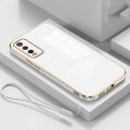 VIVO V2043 V2032 V2026 V2029 V2027 V2052 V2038 V2042 V2054 V2037 V2048 1935 1938 1901 1902 1904 1906 Luxury Square Edges Plating Back TPU Soft Phone Case with Lanyard Glossy Casing. 