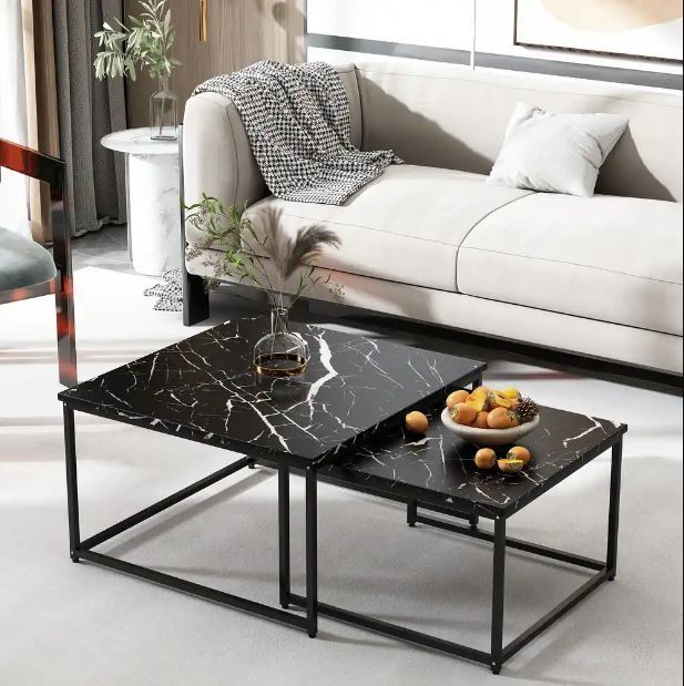 Modern Nesting Coffee Tables Set Center Table Set 2 in one Table