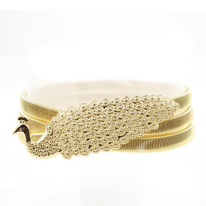 Peacock%20Shape%20Wedding%20Elastic%20Strap%20Decorative%20Bridal%20Belt,%20Stretchy%20Skinny%20Metal%20Strap%20-%20Image%203