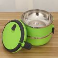 Stainless Steel Thermal Lunch Box 2 Layers Food Storage Container Portable Bento Box (Green). 