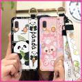simple Silicone Phone Case For Samsung Galaxy A40/SM-A405FN/DS Lanyard geometry Anti-dust mobile phone case Anime cute. 