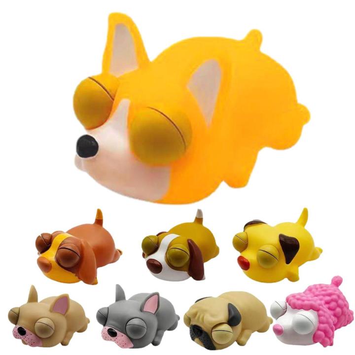 Reduce Pressure Toys Pinch Vent Dog Family Squeeze Out Doll Cute Dog Decompression Vent Boom Out Eyes Tricky Toy Party Favors Squishy Toys