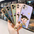 ZeroQiQi for Tecno Spark Go 2020 / Spark 6 Go Back Cover Cute Girl Luxury 6D Plating Case Side Pattern Soft Silicone Square Mobile Phone Cases + Free Lanyard. 