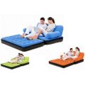 Imported Air sofa Cum Bed 5 in 1 Sky Blue PVC Non Velvet Air Multipurpose Double bed Kids Sleeping Mattress Travel Lounge Seat without Electric pump 3 Seater Inflatable Sofa NOTE random color will be delivered. 