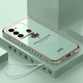LECOMES for Tecno Spark 8C Back Cover with Lanyard Luxury 6D Plating Maple Leaf Side Pattern Case Soft Silicone Square Mobile Phone Cases Pouch. 