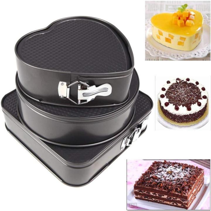 Baking Pans 3Pcs set Metal Cake Baking Pan Round Square Heart Shaped Non Stick Oven Baking Trays Cake Mold Bakeware Baking Tools