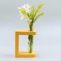 Creative Wooden Glass Tube Vase for home decoration. 