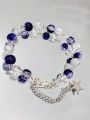 Glass Crackle Beaded Charm Bracelet – Customizable in Any Color of Beads, Charms or Alphabet Charms. 