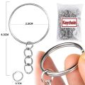 100 Key Rings with Chain and Open Jump Rings for Crafts - Bulk Metal Key Chain Ring Base for DIY Keychain Making. 