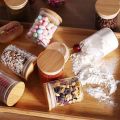 Storage Borosilicate Glass Jar & Container with Air Tight Wooden Lid. 