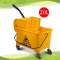 20 Liter Commercial Mop Bucket with Deluxe Wringer Side Press Cleaning Mop Trolley. 