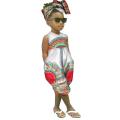 READY STOCKToddler Kid Baby Girl African Print Sleeveless Romper Hair Band Jumpsuit Clothes. 
