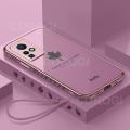 COROGI for Infinix Zero X Neo Back Cover with Lanyard Luxury Plating Maple Leaf Stylish Fancy Case Soft Silicone Square Mobile Phone Cases Pouch for Girls Boys. 