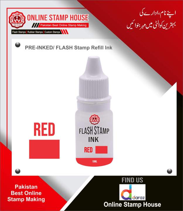 PRE-INKED/ Refill FLASH  STAMP Ink Drop Bottle - Oil Base (10ml) Black, Blue , Green , Black, Purple