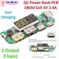 QC Power Bank Module  With Digital Display Dual USB 5V 2.4A Micro/Type-C/Lighting USB Mobile Power Bank 18650 Charging Module Circuit Protection. 