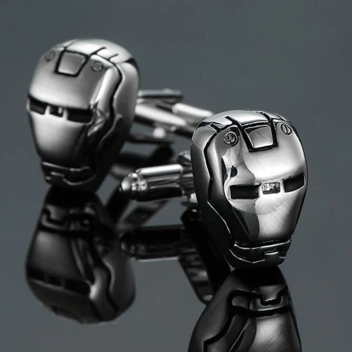 【Good-Love Store】Super Hero  Iron Sliver  Cufflinks Marvel The Avengers Cuff Link French Shirt Gifts for Men
