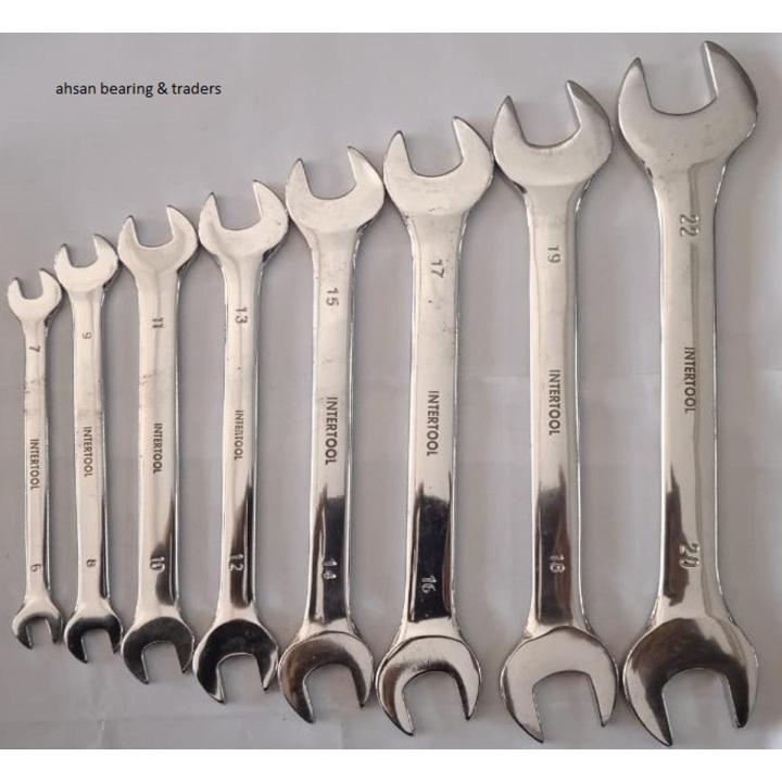 Inter Tool 8 Pcs Double Open End Wrench Combination Set 6-22mm