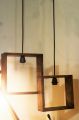 Wooden Hanging Lamp for Room - Square Shape Rustic Wood Ceiling Lights - Pendant Lamp - LED Lights. 