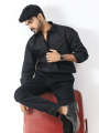 AZ Men's Formal Dress Shirt Plain Black. 