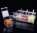 4pcs Crystal Spice Box/Masala Box/Seasoning Box/Multipurpose Box with Spoons, Masala Boxes for Kitchen, Masala Boxes for Kitchen Plastic, Kitchen Masala Box Set. 