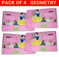 Jumbo Geometry Pencil Box Pack of 4 for Kids – Snow White Disney Princess Design – With Built-in Calculator – Pink Color for Girls. 