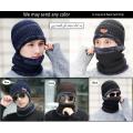 1-Piece and 2 Pieces Coral Fleece Scarf Winter Hat Soft Winter Beanie Caps For Men Warm Breathable Wool Knit Letter Double Layer Caps for Bike and Outdoor Use in Black Blue and Brown Color. 