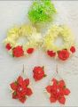 Jewellery Collection Bridal Wear Artificial Gajra Set With Artificial Flower Ear Rings With Tika Best Meterial For Beautyfull Girls.. 