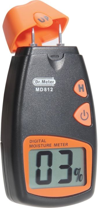 Wood Moisture Meter, Dr.meter Damp Meter, 2 Pins Portable Wood Water Moisture Tester for Firewood HD Digital LCD Display with 2 Spare Sensor Pins and one 9V Battery (Both Included) Log Moisture Meter