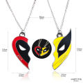 2pices/set Movie Deadpool Best Friends Necklace Wolverine Mask Half Love Heart Combination Pendant Choker For Friends Jewelry. 