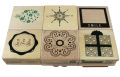 6 PCS THICK WOOD MOUNT RUBBER STAMPS SET. 