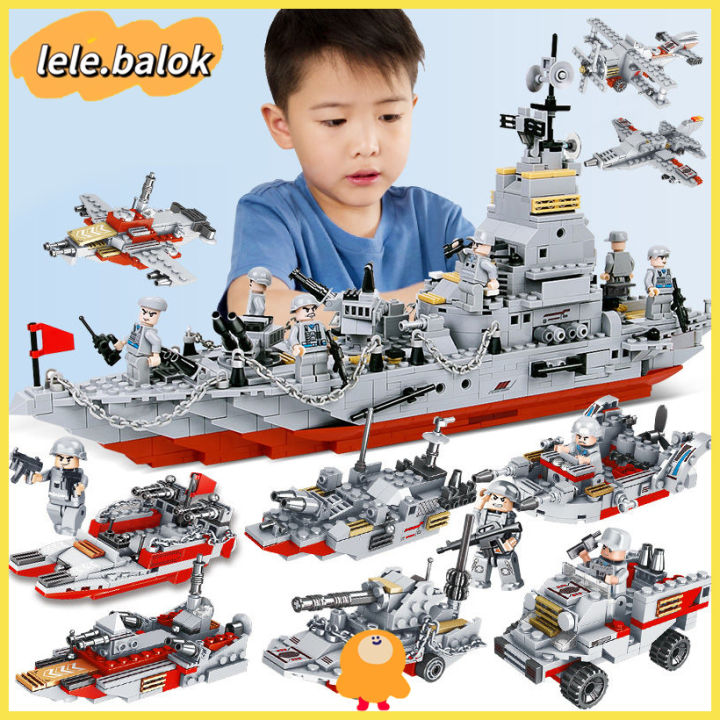 Building Blocks Aircraft Carrier Battleship Navy Robot Tank Aircraft Carrier Educational Toys for Kids
