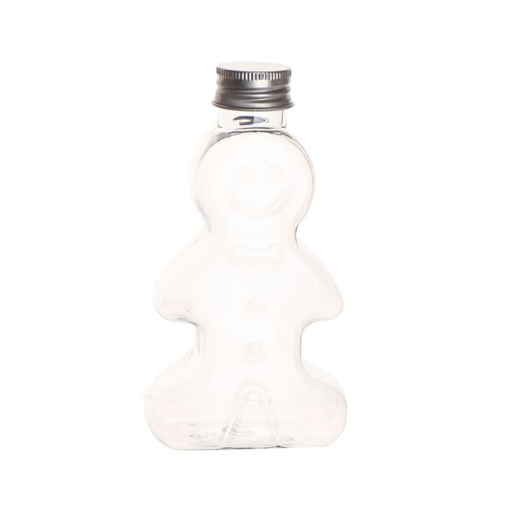 1Pc 200ML Christmas Bottles Xmas Gingerbread Man Bottles Candy Jars Juice Drink Bottle Party Candy Can Gift Wrapping Bottle
