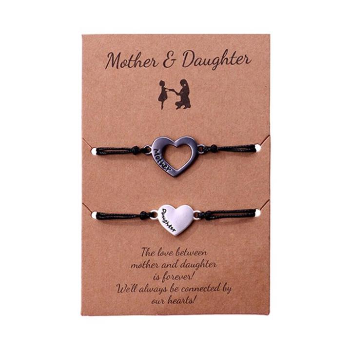 Mother Daughter Bracelets Set 2pcs Mommy And Me Matching Stainless Steel Love Heart Jewelry Gift Mother's Day Bracelet
