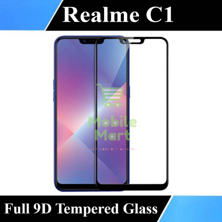Realme C1 Full Black 9D/5D/10D/11D/6D Tempered Glass Screen Protector Edge to Edge Full Glue Premium Quality Film For Realme C1