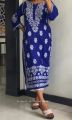 Summer Linen Indian Long Embroidered Kurti - Available in S, M, L, XL, Breathable, Full-Length Design. 