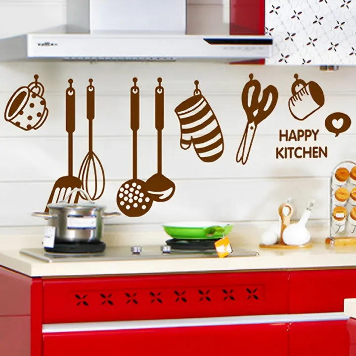 Happy Kitchen Wall Sticker for Kitchen Decoration Ultra-Thin Vinyl (18 x 36 inches)
