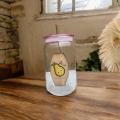 Premium Quality Transparent 540 ml Reusable Printed Glass Tumbler with Lid And Glass Straw, Glass Sipper with Glass Lid and Glass Straw, Glass Cup, Cute Glass Tumbler for juice, iced, bubble & pearl tea, coffee, cold coffee, smoothie, milk & other drinks. 