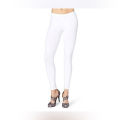Ladies Women Girls White 100% Soft Cotton With Ribbed Lycra Tights Legging Free Size. 