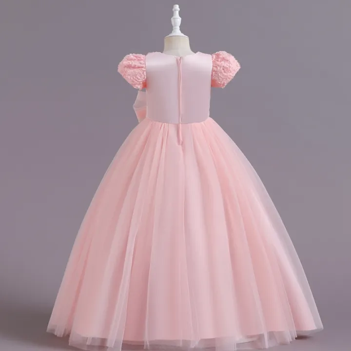 Kids%20Girl%E2%80%99s%20Tulle%20Dress,%20Short%20Sleeve%20Crew%20Neck%20Flower%20Bowknot%20Patchwork%20Dress%20for%20Party%20Stage%20Show%20-%20Image%207