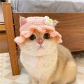 Cute Cat Hat Funny Pets Party Cosplay Headwear Hand-made Knitting Puppy Caps Elastic Dog Kitten Hat Decoration. 