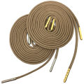 【FOOT SOFA】 2 Pairs Brand Cotton Waxed Round Shoelaces with Gold Silver Metal Tip Shoelace Flat White fit Dress Leather Shoes Multi Color Shoe Laces Booties Bootlace 120cm 47.24 Inch. 