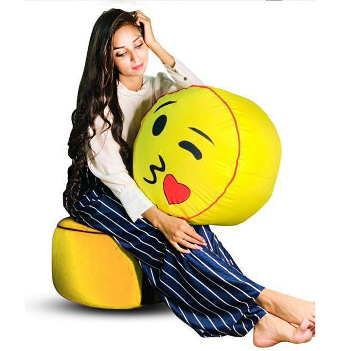 Relaxsit Emoji Bean Bag Comfy Stool – Ottoman Foot Stool with Trendy Emoji Designs - Footstools Beanbag