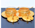 Stainless Steel Royal Golden and silver Sugar Pots with Tray And Spoons. 