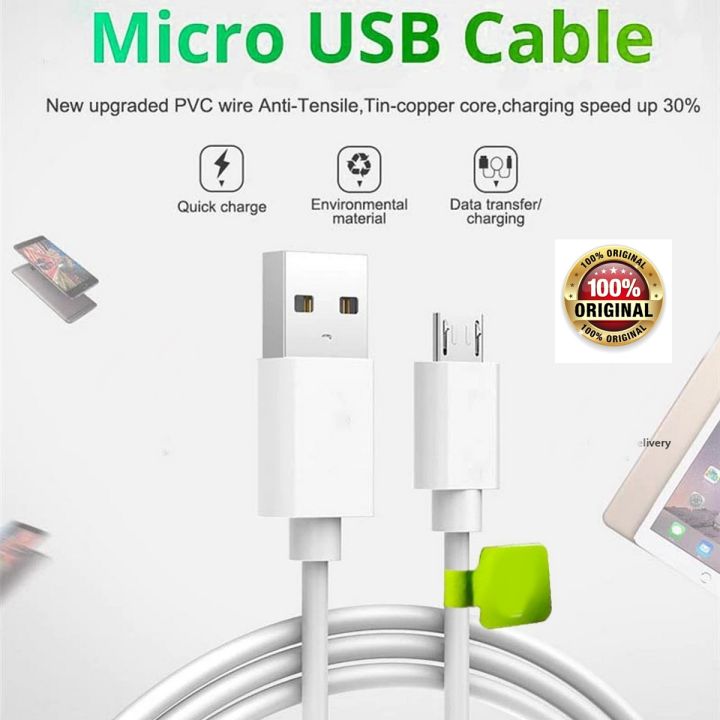 Origional Best Data Cable (8600) for Phones - With Data Transfer Feature - White Color - 1M Length