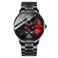 Men Waterproof Sports Car Wheel Hub Design Steel Band Quartz Watch Wristwatch. 