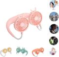 Portable hanging neck sports fan Dual Wind Head Neck Fan, Portable Hanging Neck Fan Rechargeable Neck Fan. 