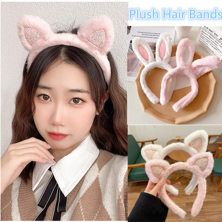 Fluffy Plush headband Stylish Cute Adjustable Cartoon hair bands Colorful Soft Furry hair hoops for Costume parties Cosplay events wear Gift for girls Hair styling accessory