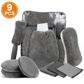 KE 9Pcs Car Wash Cleaning Microfiber Kit - Top Quality. 