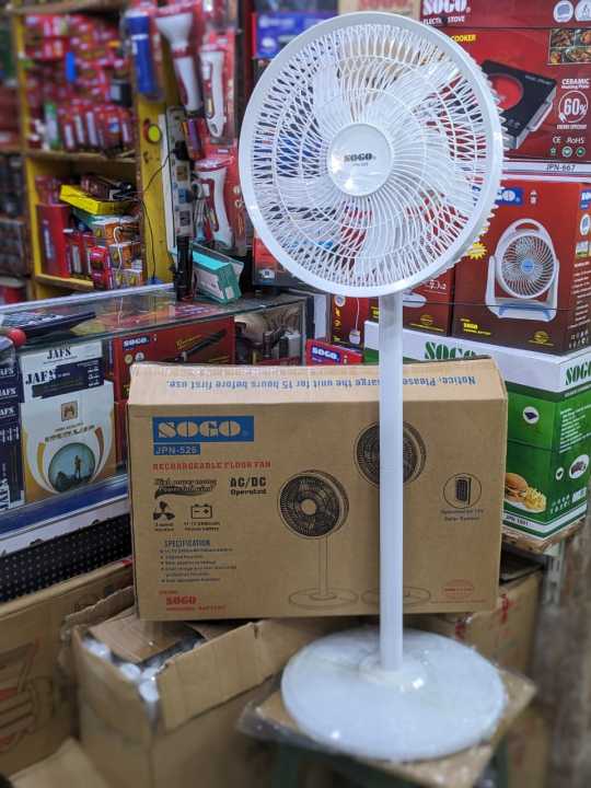 SOGO Rechargeable AC/DC Floor FAN Premium Quality Long Battery Life 16 ...